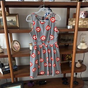 Floral Backless Dress - Red and White